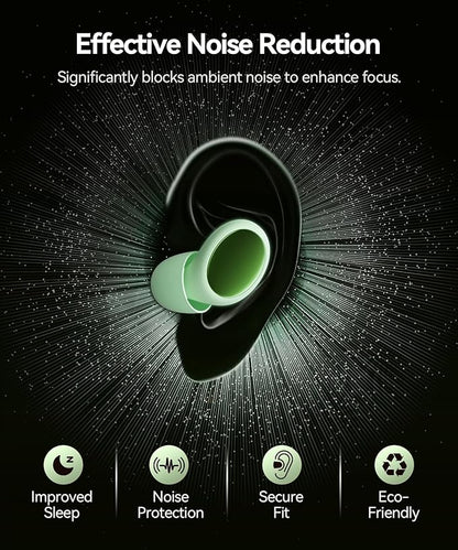 Ear Plugs for Sleeping 45dB Noise Cancelling Ear Plugs for Noise Reduction & Snoring, Concerts, Earplugs for Sleep,Sider Sleepers Airplane, Silicone Earplugs Reusable Concert Ear Plug+8Tip Avocado