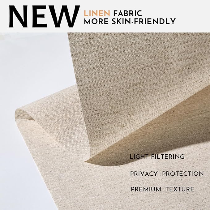 Persilux Light Filtering Roller Shades for Window Blinds,Cordless,Linen Fabric,Thermal Insulated Fabric UV Protection Shades for Home,Office,Bedroom,Door,Light Filtering-Beige,27 1/2" W X 72" H