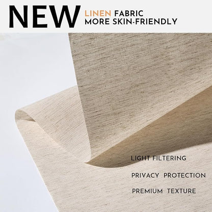 Persilux Light Filtering Roller Shades for Window Blinds,Cordless,Linen Fabric,Thermal Insulated Fabric UV Protection Shades for Home,Office,Bedroom,Door,Light Filtering-Beige,37" W X 72" H