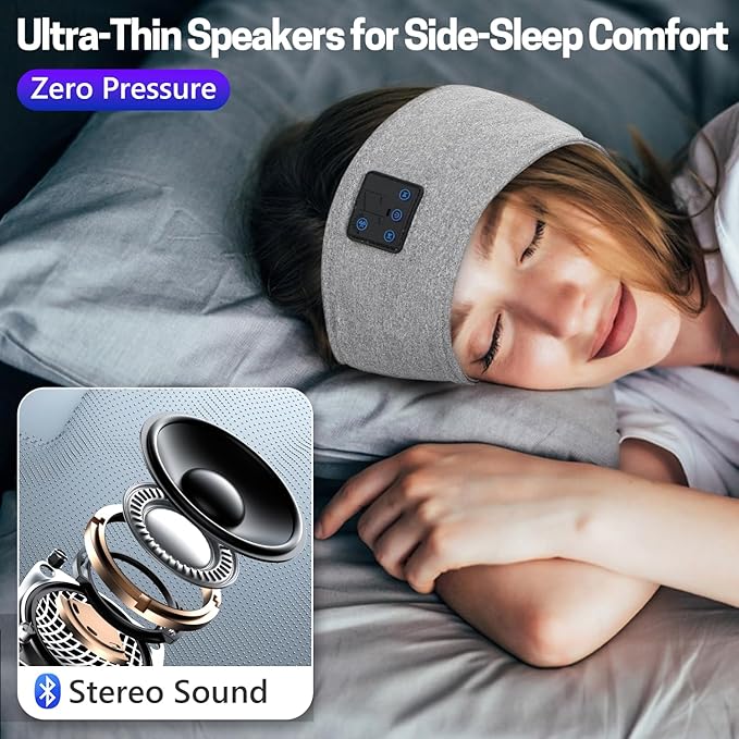 Aurya Sleep Headphones Sports Wireless Bluetooth Headband for Side Sleeper, Bluetooth 5.4, with Ultra-Thin HD Stereo Speaker, Sleeping Headphone for Women Men Running Yoga Workout