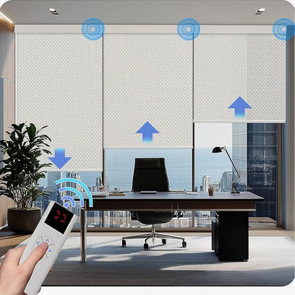 Motorized Blinds with Remote Cordless Automatic Motorized Shades Custom Blinds for Windows Smart Curtains Compatible with Alexa Google Home(Solar Beige,W47 x H72in)