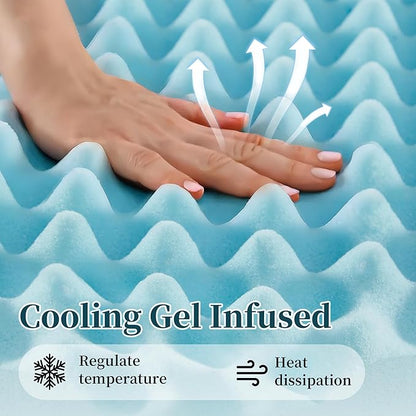 4 Inch Queen Size Mattress Topper, Memory Foam Mattress Topper Queen Size with Cooling Gel Egg Crate Matress Toppers, Breathable, CertiPUR-US Certified Dorm Essentials for College, RV,Apartment