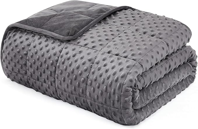 L'AGRATY Weighted Blanket - 36"x48" 3lbs Minky Dots Heavy Blanket with Glass Beads Soft Breathable for All-Season Summer Fall Winter Thick Comfort for Sleeping