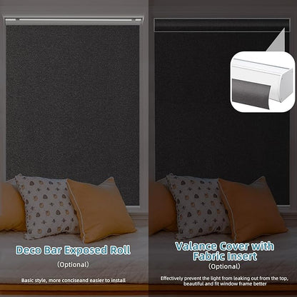SmartWings Motorized Smart Blinds with Remote, Custom Automatic 100% Blackout Roller Shade Compatible with Alexa/Homekit/Google, Electric Smart Blinds for Indoor Windows, Eclipse Umber