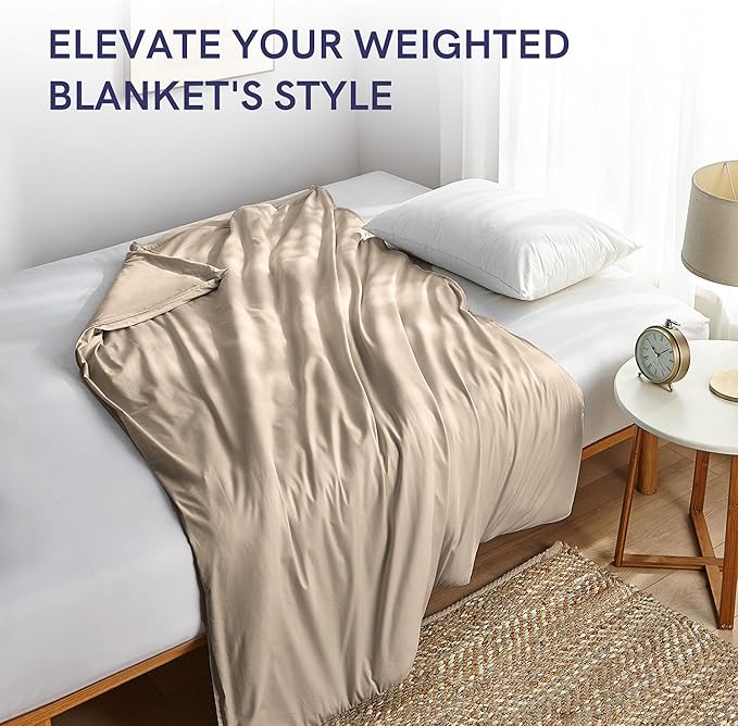 YnM Cotton Duvet Cover for Weighted Blankets (Khaki, 36''x48'')