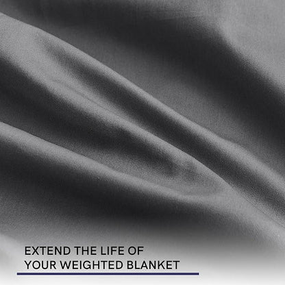 YnM Exclusive Cotton Duvet Cover for Weighted Blankets with 16 Strings (Dark Grey, 88"x104")