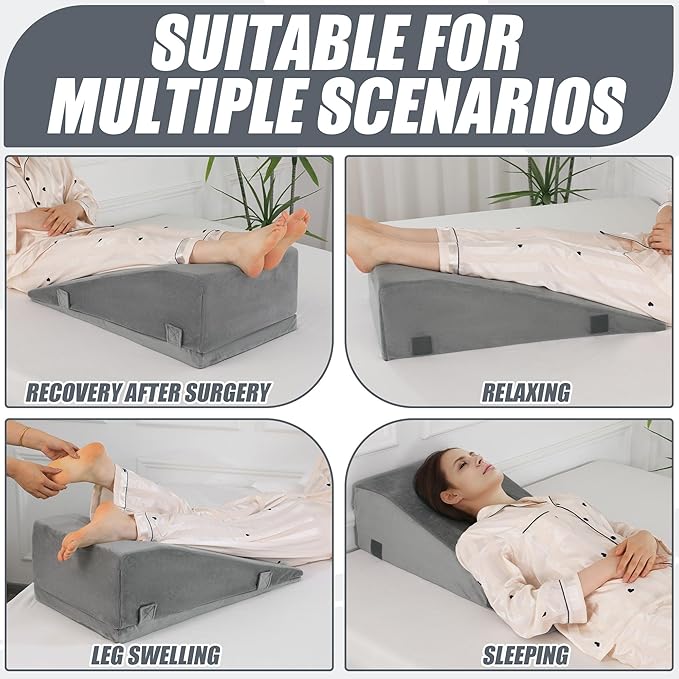 ROYALAY Leg Elevation Pillows for After Surgery, Adjustable Height Knee Surgery Recovery Equipment, Knee Replacement Recovery Aids for Hip Ankle Pain Relief Patent Pending, Double Leg