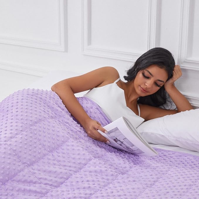 Weighted Blanket for Women and Men, Comfortable and Soft Throw Weighted Blanket with Premium Glass Beads for All Season 15 lbs 48"x72", Purple
