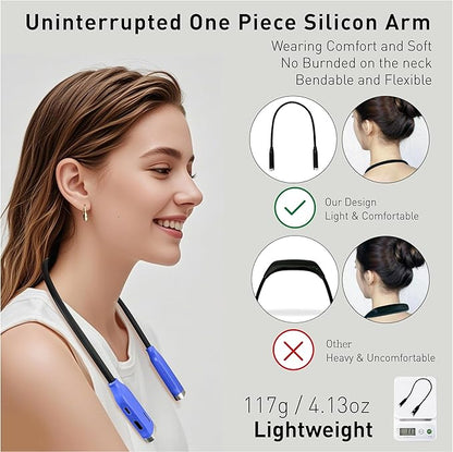 Neck Reading Light, 3 Color & Brightness Adjustable Book Light for Reading in Bed, Hands-Free, Lightweight, USB C Rechargeable, Eye-Caring, Perfect for Crafts, Camping, Kids & Adults (blue)