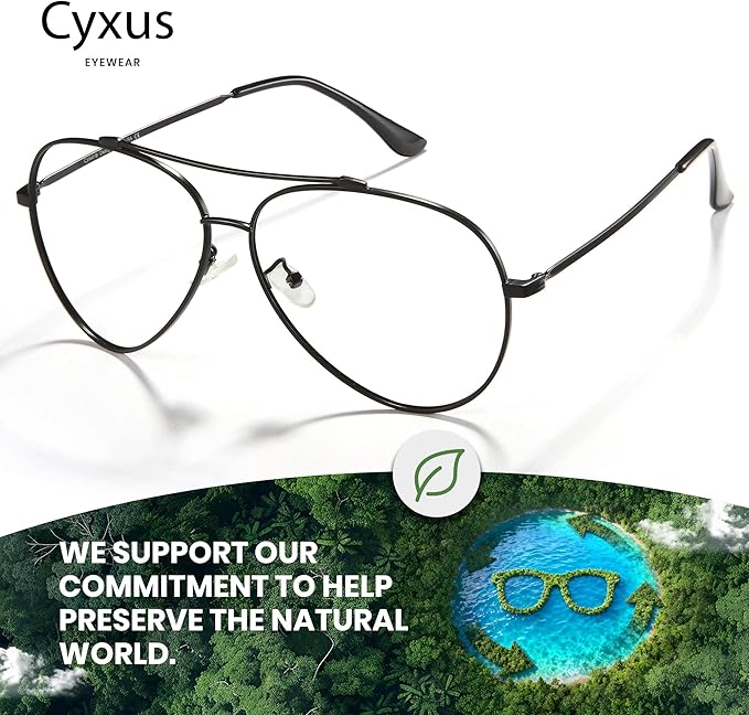 Cyxus Davos French Ma-con Style Aviator Glasses Blue Light Blocking Eyeglasses for Computer UV Protection Anti Eyestrain 8805