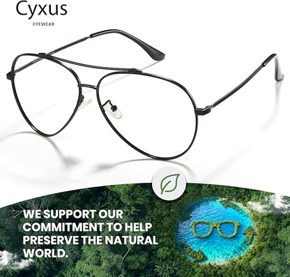 Cyxus Davos French Ma-con Style Aviator Glasses Blue Light Blocking Eyeglasses for Computer UV Protection Anti Eyestrain 8805
