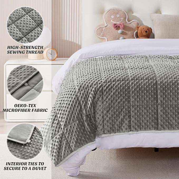 anfie Weighted Blanket Kids(40"x60" 7lbs) Weighted Blanket Cooling Blanket for Sleeping,Throw Size Breathable Blanket with Premium Glass Bead(Grey)