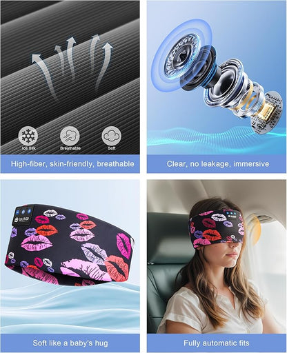 LOVE EYE Sleep Headphones Wireless Headband Headphones Bluetooth 5.4 for Side Sleeper Bluetooth Headband Earphones for Sports for tech Gadgets Gifts