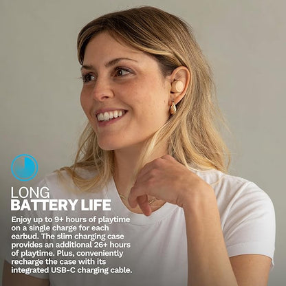 JLab Go Air Pop+ Tones True Wireless Earbuds, in Ear Headphones, Bluetooth Earphones, 35H Playtime Ear Buds, Bluetooth Earbuds with Microphone, USB-C Charging Case, Dual Connect, EQ3 Sound, (155 N)