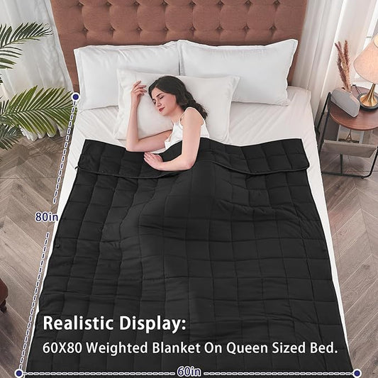 yescool Weighted Blanket for Adults (17 lbs, 60" x 80", Black) Cooling Heavy Blanket for Sleeping Perfect for 160-180 lbs, Queen Size Breathable Blanket with Premium Glass Bead, Machine Washable