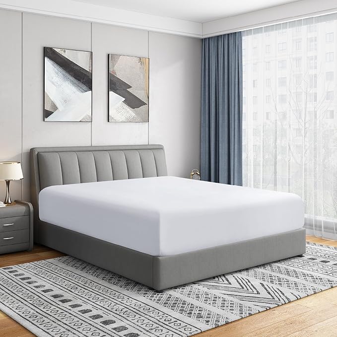 Cathay Home Twin XL Fitted Sheet - Double Brushed Ultra Soft – Wrinkle & Fade Resistant - 16" Deep Pocket Fitted Sheet Only - Good Fit for 14"-18" Deep Mattress (Twin XL, White)
