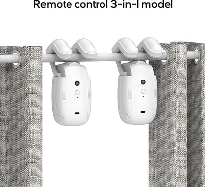AutoDraw Pro Smart Curtain Opener (2 Pack): 45dB Ultra Quiet, 4000mAh(6 Months), Works with U/L Tracks+Roman Shades, Alexa/Google Home Compatible