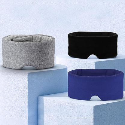 Cotton Sleep Eye Mask for Men, 100% Blocking Light Eye Mask Sleeping for Side Sleeper, Soft Zero Pressure Cooling Blackout Eye Covers for Sleeping, Sleep Mask fits All Heads Adjustable（Blue）
