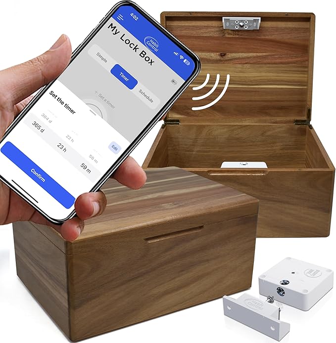 Timed Lock Box Habit Control App - Bluetooth LockBox with Timer to Reduce Screen Time, Manage Impulse Snacking & Consumption - Schedule, Timer & Simple Modes - 366 Days Time Locking Container