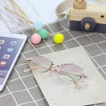 LifeArt Blue Light Blocking Glasses,Computer Reading Glasses,Rimless Frame Tinted Lens with Diamond,Stylish for Women (+2.50 Magnification)