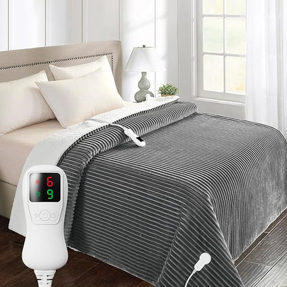 Heated Blanket Electric Blanket Full Size, Super Soft Cozy Upgraded Flannel Heating Blanket with 9 Heating Levels & 1-9 Hours Auto Off, Fast Heating & Overheat Protection, 72" x 84", Light Gray