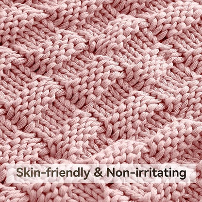 Knitted Weighted Blanket for Adult, No Beads Heavy Blanket 60” x 80'' 10lbs, Breathable Chunky Knit Blanket, Cooling Weighted Blanket for Hot Sleepers, Christmas Home Decor (HoneyPink)