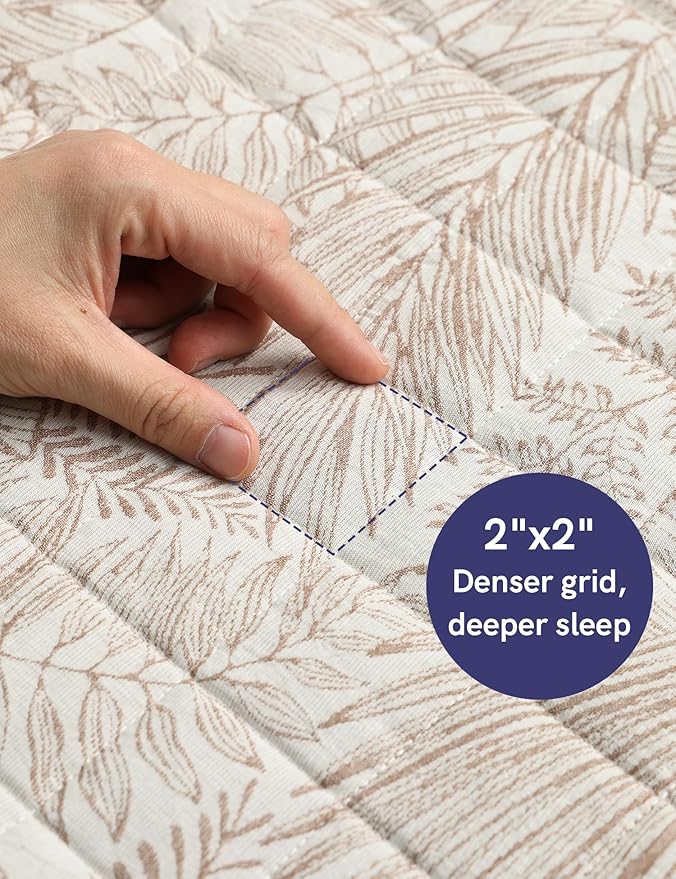 YnM King Size Linen Weighted Blanket for Adults (88x104 Inches, 30 Pounds, Palm Tree), Exclusive Smallest Compartments, Heavy Bed Blanket for Two Persons of 140~240lbs on Queen or King Bed