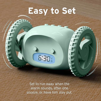 CLOCKY Alarm Clock on Wheels – Loud Rolling Alarm Clock for Heavy Sleepers | Runaway Clock That Jumps & Runs to Wake You Up | Funny Unique Gift for Adults, Teens & Kids Bedrooms (Mint)