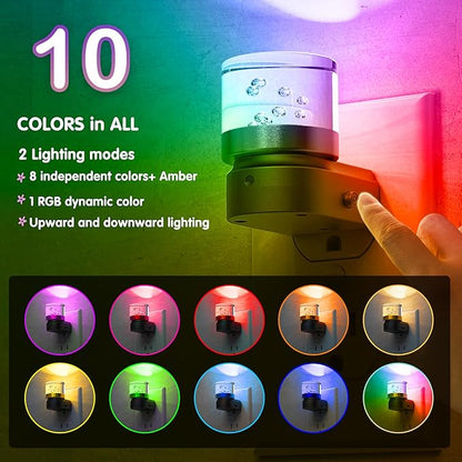 L LOHAS LED Night Light, Night Lights Plug into Wall, Color Changing Nightlight RGB with Dusk to Dawn Sensor, for Halloween, Christmas, Holiday, Hallway Bedroom Kids Room, 2 Pack