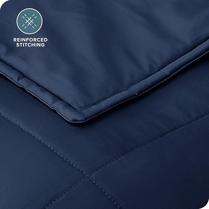 Bare Home Weighted Blanket Twin or Full Size 7lb (40" x 60") - All-Natural 100% Cotton - Premium Heavy Blanket Nontoxic Glass Beads (Dark Blue, 40"x60")