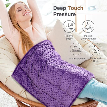 Alomidds Weighted Lap Blanket 7lbs, Cozy Luxury Breathable Weighted Blanket for Adults, Weighted Lap Pad for Travel, Relaxation, Sleeping, Purple, 29" x 24"