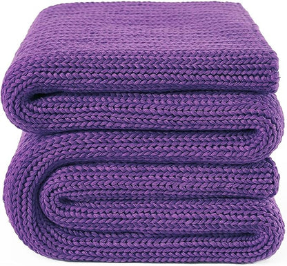 Guohaoi Knitted Weighted Blanket for Adults (Purple 48"x72" 15lbs) No Beads Cooling Throw Blanket for Hot Sleepers, Home Decor Breathable Chunky Knit Heavy Blanket Use on Full Size Bed