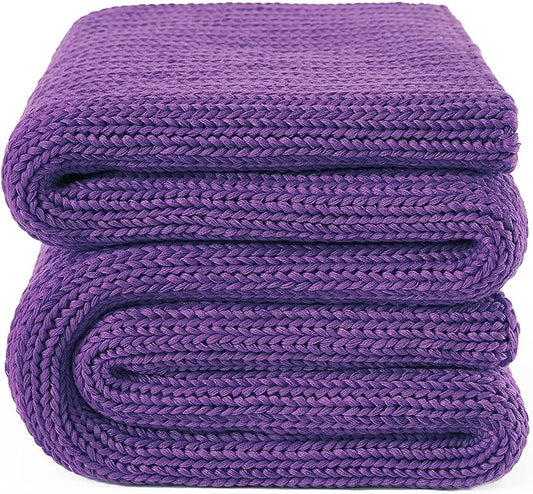 Guohaoi Knitted Weighted Blanket for Adults (Purple 48"x72" 15lbs) No Beads Cooling Throw Blanket for Hot Sleepers, Home Decor Breathable Chunky Knit Heavy Blanket Use on Full Size Bed