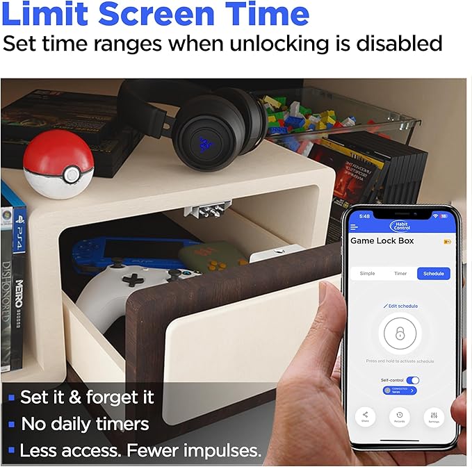 Schedule Timed Lock - Bluetooth App-Controlled Cabinet & Drawer Locking System - Helps Kids Focus & Build Healthy Family Habits - Reduce Impulsive Snacking, Screen Time & Alcohol Access