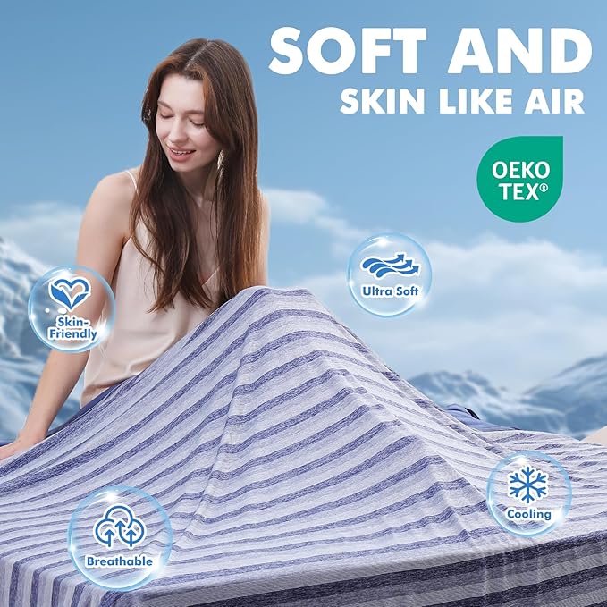 Marchpower Cooling Blanket for Hot Sleepers King Size, Double Sided Arc-Chill Cooling Fabric Q-Max>0.5, Cooling Blanekt for Hot Flashes and Night Sweats, Cool Blanekt Cold Blanket for Summer Blue