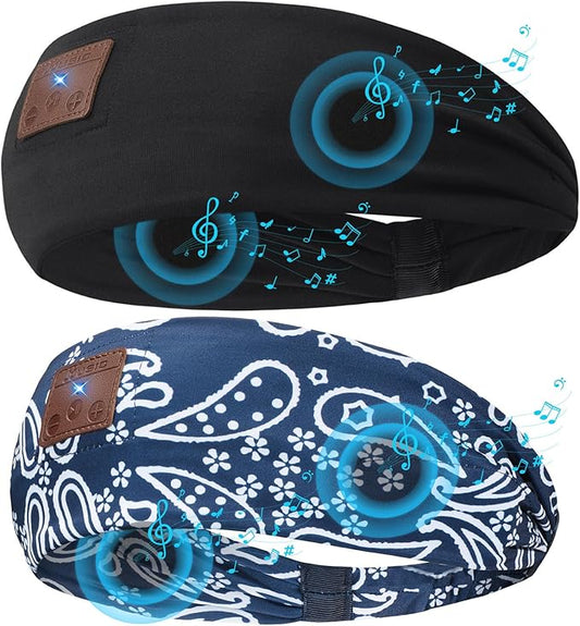 2-Pack Sleeping Headphones, Upgraded Bluetooth Headband with Ultra-Thin Speakers, Wireless for Side Sleepers, Running, Travel, Meditation