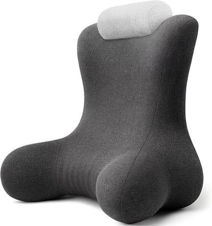 Reading Pillow for Floor & Bed Use - 22" Ergonomic Backrest with Built-in Neck Support and Contoured Arms, Memory Foam Sitting Pillow for Gaming, Reading, Nursing, Watching TV Pack