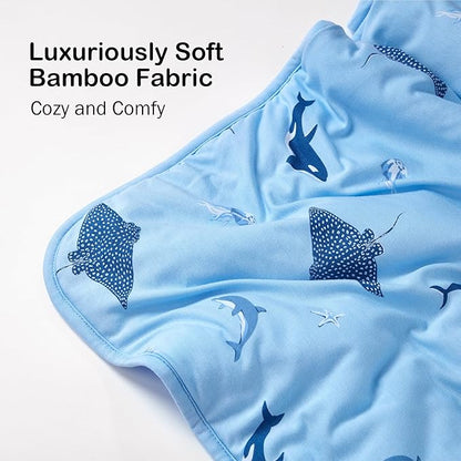 BubblePanda Rayon Made from Bamboo Baby Blanket for Boys Girls Neutral Soft Crib Blanket Toddler Quilt Comforter Newborn Nursery 30 x 40 Inch Shark