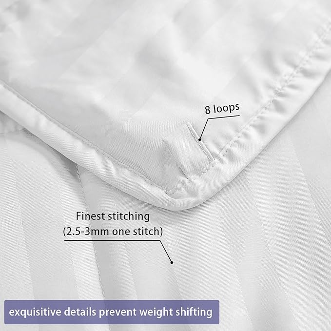 yescool Weighted Blanket for Adults (10 lbs, 48" x 72", Snowy Stripes) Heavy Blanket for Sleeping Perfect for 90-110 lbs, Twin Size Breathable Blanket with Premium Glass Bead, Machine Washable