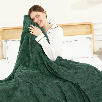Heated Electric Throw Blanket,Electric Blanket Checkered Weave & Wool Blend Heated Blanket,Rapid Heating 6 Temperature Settings 4-Hour Auto Shut-Off ETL Certified,Machine Washable,50" x 60",Dark Gray