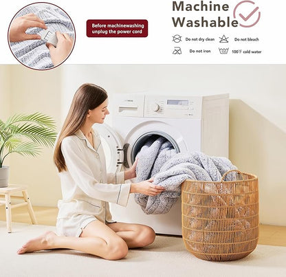 Heated Electric Blanket King Size - 100"x90" Flannel Heating Blanket with 10 Heating Levels & 5 Time Settings Over-Heat Protection, Winter Warmer for Adults with ETL Certification（Grey）