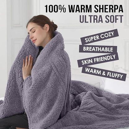 ESTINGO Electric Throw Blanket, Heated Blanket Sherpa with 4 Hours Auto Off & 5 Heating Levels, Washable Heating Throw with Overheat Protection for Home Use, Ideal Gift, 50"x60", Gray Violet