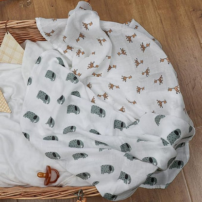 GLLQUEN BABY Receiving Blanket Boy Cotton Muslin Swaddle Blankets Girl Newborn Squares Breathable & Soft Thin Baby Blankets Cloths Double Absorbent Infant Swaddling Wrap - 6 Pack (Giraffe)
