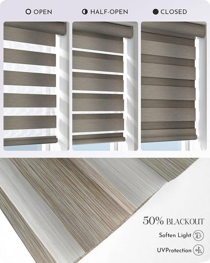 Graywind Motorized Blinds with Remote, Smart Zebra Shades for Windows, Roller Blinds Compatible with Apple Homekit, Alexa, Google Home, Custom Size, Linen Sandy