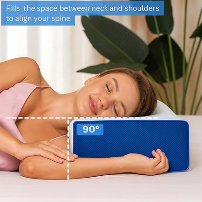 Cube Pillow for Side Sleepers – Adjustable Height 4–5" – Cooling Memory Foam – Cervical Pillow for Neck & Shoulder Pain Relief – Rectangular Pillow with Washable Ventilated Cover & Sleeping Mask
