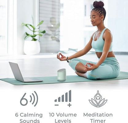 Pure Enrichment Wave Mini Zen Soothing Sound Machine - Portable Sound Machine for Yoga Studios, Travel & Sleep - 6 Relaxing Sounds, Optional Timer & Rechargeable Lithium Battery (Tranquil Green)