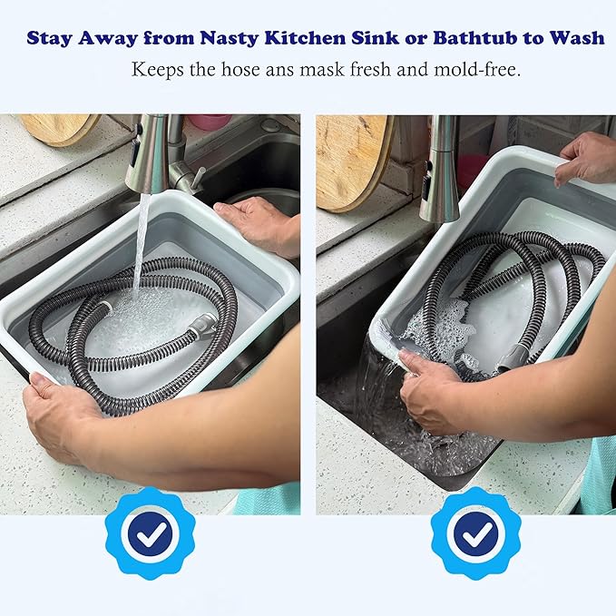 CPAP Cleaning Kits with Tube and Mask Brush, Collapsible Wash Basin & Hose Hanger - CPAP Hose Cleaner Supplies to Make Cpap Accessories Cleaning, Drying, Storing Easier