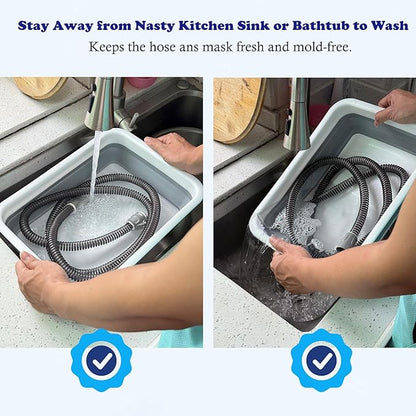 CPAP Cleaning Kits with Tube and Mask Brush, Collapsible Wash Basin & Hose Hanger - CPAP Hose Cleaner Supplies to Make Cpap Accessories Cleaning, Drying, Storing Easier