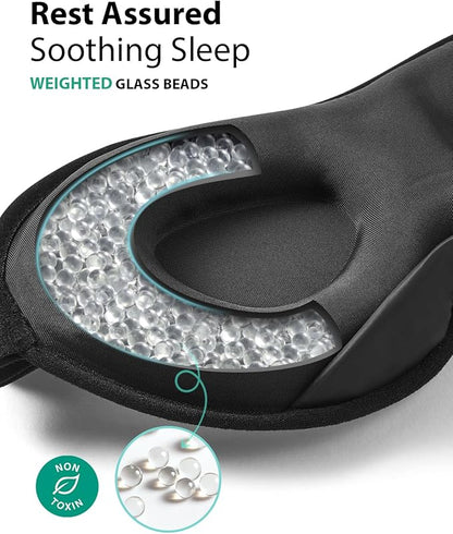 MABAO 2 Packs Weighted Sleep Mask - 100% Blackout Eye Mask for Sleeping for Women Men, 3D Contoured for Lash Extension, Zero Eye Pressure Memory Foam Cover, Soft Gentle Pressure Blindfold for Travel