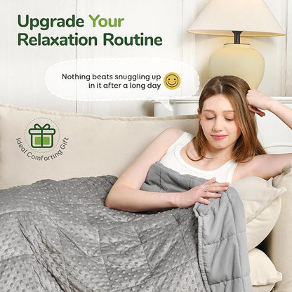Sivio Weighted Blanket for Adults (15 lbs, 48" x 72") Soft Minky Heavy Blanket for Sleeping Perfect for 140-160 lbs, Twin Size Breathable Weighted Throw Blanket, Machine Washable, Grey